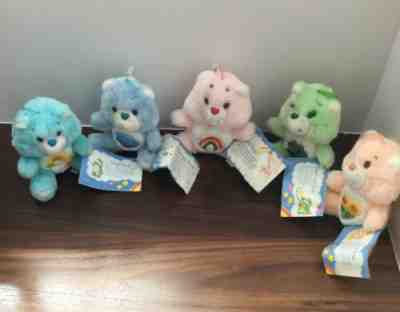 Vintage Care Bears Lot of 5 With Tags Wish Grumpy Cheer Good Luck Friend