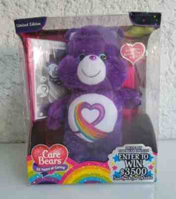 Care Bears Rainbow Heart 35th Anniversary Plush 35 Yrs of Caring Purple Bear New