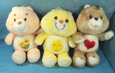 Vintage 1980's 13" Care Bears Plush Tenderheart Funshine Friend Sunflower Bear.