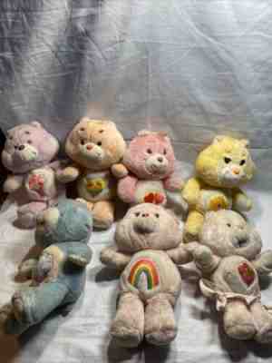 1980s Kenner Care Bears Lot of 7 Bears- Vintage Stuffed Plush 13â? Inches A5