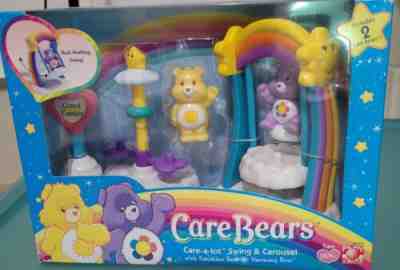 Care Bears Care-a-lot Swing & carosel With Funshine bear & Harmony Bear 2004