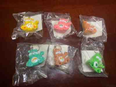 Vintage Care Bears Set Of 6 Collectible Keychains Unopened!