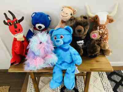 Lot Of 7 Build A Bear BAB Stuffed Animals Plush Dragon, Nemo, Avengers, Bull