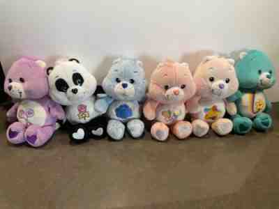 Care Bears lot of 6 plush stuffed animals small size Bear Dolls Panda Tie Dye