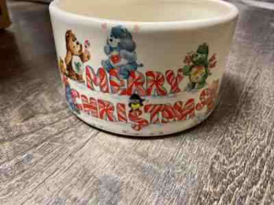 Rare Vintage Care Bears Ceramic Bowl Merry Christmas