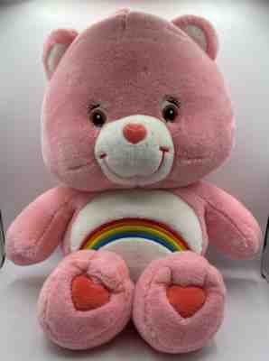 2002 Large Jumbo Care Bears Cheer Bear Plush Stuffed Animal, Pink, Rainbow