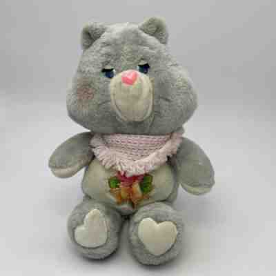 VINTAGE 1983 KENNER CARE BEARS GREY GRAMS BEAR WITH PINK SHAWL SCARF 15