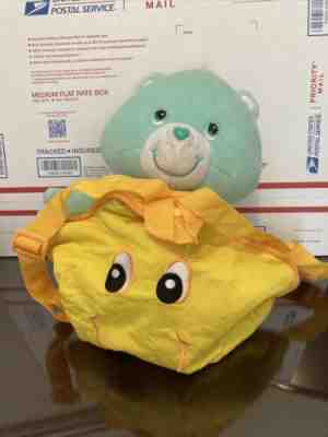 2003 Care Bear Wish Bear Plush & Yellow Star Reversible Backpack 15