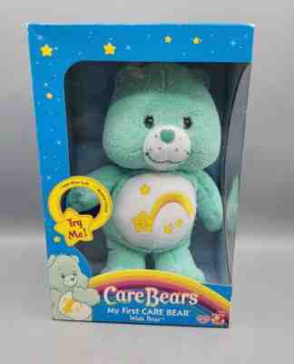 Care Bears Wish Bear Rattle Bell Mint Aqua Blue Plush 2004 - Play Along Sealed