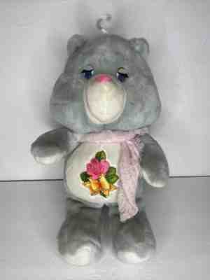 Vintage Care bear Grey Grams Plush Bear Pink Scarf 1983 Kenner Stuffed Animal
