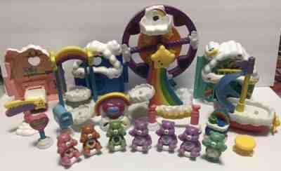 2003 Care Bears Care A Lot Playset Lot Houses, Swing, Boat, Seesaw, Ferris Wheel
