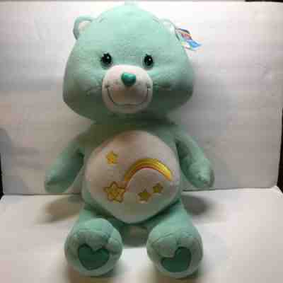 Care Bears Wish Bear Jumbo 26â? Teal Green Fluffy Plush Stuffed Animal 2004