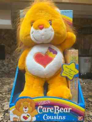 New Care Bears COUSINS BRAVE HEART LION 2004 Plush in BOX +Cartoon Video