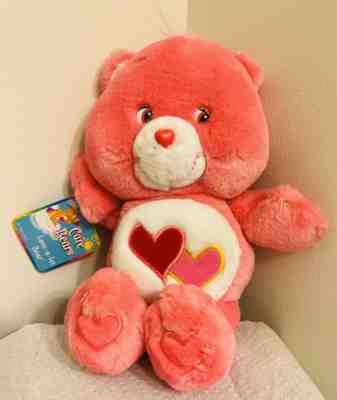 2002 CARE BEARS LOVE A LOT Bear 13â? Pink Plush Pink Red NEW DAMAGED BOX