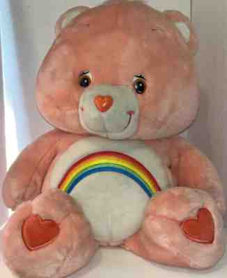 2002 Large Jumbo 28â? Care Bears Cheer Bear Plush Stuffed Animal, Pink, Rainbow