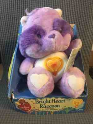 New! Boxed Vintage 1985 Kenner Care Bear Cousins Bright Heart Raccoon Plush RARE