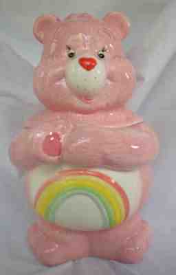 Care Bear cheer bear rainbow pink ceramic cookie jar as is Carlton Cards 2004Â 