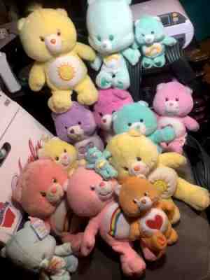 Care Bears Vintage 14 Piece Mixed Lot Of Plush Bears