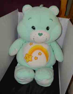 Large 30â? Care Bears WISH BEAR Cuddle Pillow 2002 Plush Stuffed green HTF