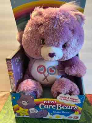 New 2005 Care Bears Share Bear Purple w DVD