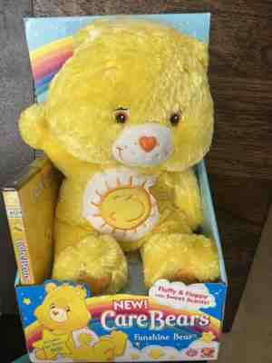Care Bear Fluffy Floppy Lemon Scented Cheer Bear With DVD 2006 NIB