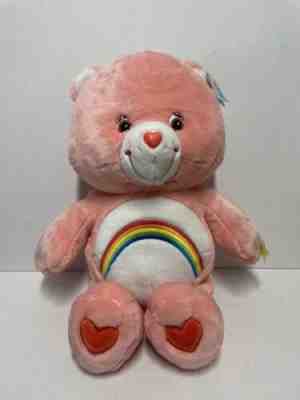 Pink TALKING Care Bears CHEER Plush Rainbow 2004 Jumbo w Tags 26