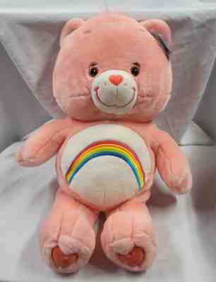 2002 Stuffed Plush Care Bears Cheer Bear Pink Rainbow Talking Jumbo Large 26
