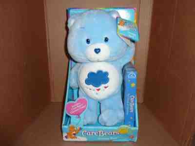 Vintage 2002 Care Bears Blue Grumpy Bear 14â? Plush Rain Cloud Variation Hearts