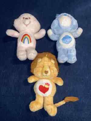 Lot Of 3 Vintage CARE BEARS Grumpy Bear, Brave Heart Lion, Cheer Bear 1983 / 84