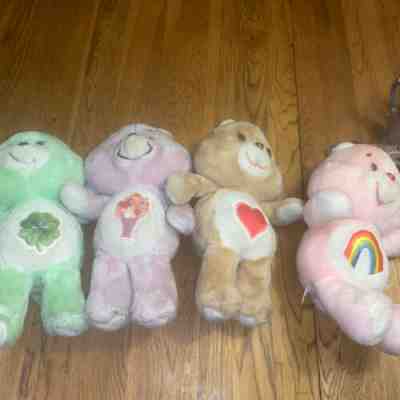 vintage care bear 13in plush lot lucky, share, tender heart and cheer bear 1983