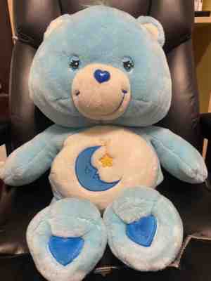 CARE BEARS 2002 Bedtime Bear Plush Blue Moon & Star Heart Jumbo 2FT Hugable Tag