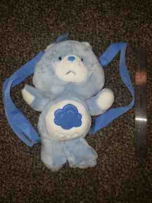 2003 Care Bears Blue Grumpy Bear Backpack Stuffed Plush Toy Bag 13â?