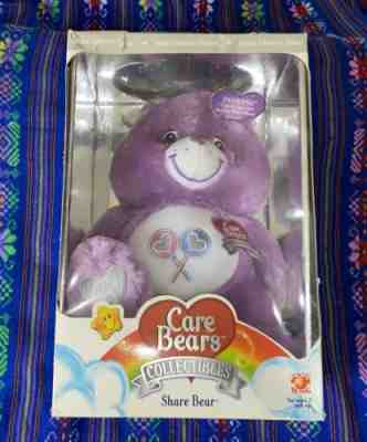 CARE BEARS SWAROVSKI CRYSTAL * SHARE BEAR * NIB * STERLING SILVER PLATED ACCENTS