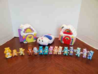Lot of Care Bear Houses - Cloud Car - 15 Figures - Pearlized -- TCFC Just Play