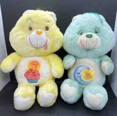 LOT of 2 Kenner Care Bears Birthday Bear and Bedtime Bear Plush 1983