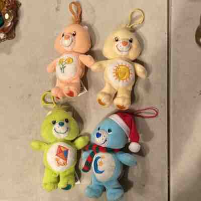 Lot 4 Carebear 2002 Plush Clip On Friend Keychain 1 With Red String 2004