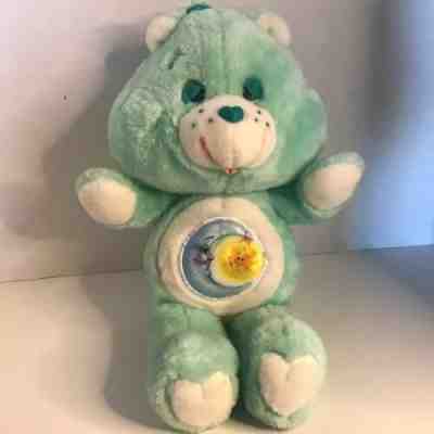 Vintage 1983 Kenner Care Bears Bedtime Bear Moon Stars Green 13â? Stuffed Plush