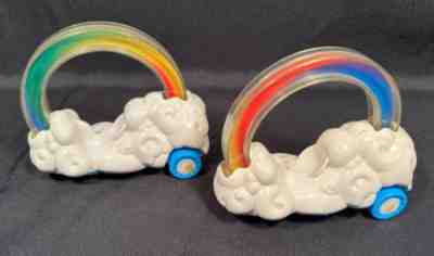 (2) Vintage Care Bear Rainbow Roller Cloud Cars Kenner 1983