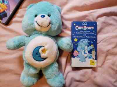 Care Bear: Bedtime Bear Blue 13 inch Plush Stuffed Animal VHS 2002