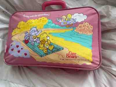 Care Bears 1986 Pink Suitcase Travel Bag Setting Sail for Grandma's Vtg Rare 80s