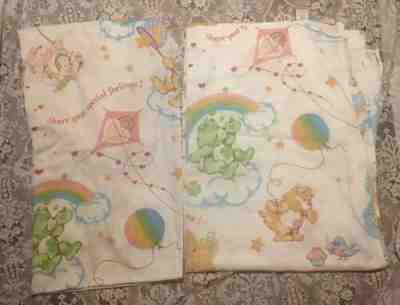 VINTAGE CARE BEAR FLAT & FITTED TWIN BED SHEETS SHARING YOUR SPECIAL FEELING