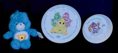 Vintage 1983 CARE BEARS SiLite Plastic Bowl And Plate-New Old Stock + Champ Bear