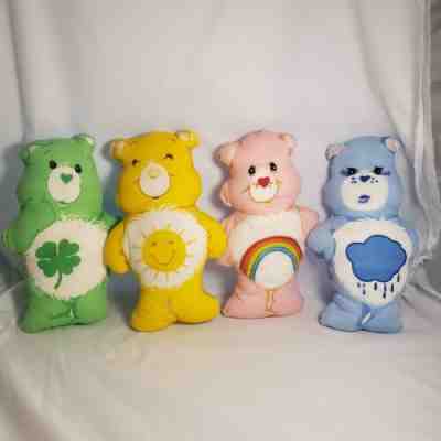 Lot Of 4 Vintage 1980'S Craft Fabric Care Bears HANDMADE Yellow Pink Blue Green