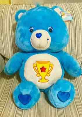 Vintage 2002 Large Champ Care Bear Plush Blue 24