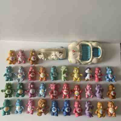 Lot of 33 Vintage 1980's Care Bears Figures + Cloud Mobile and Rainbow Roller