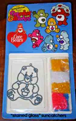 1983 Makit & Bakit Care Bears Suncatcher Kit Stained Glass Birthday Bear NOS