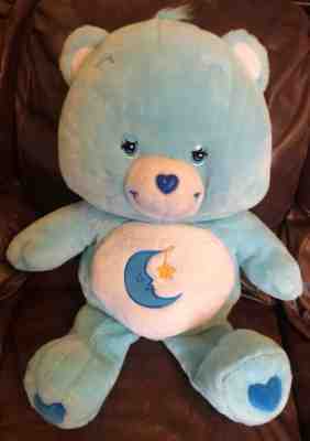 Vintage 2002Care Bear Bedtime Bear Jumbo 28â? Teal Blue Plush Moon Star