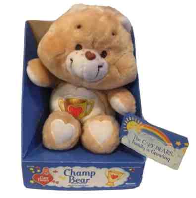 Vintage 1984 CHAMP BEAR Care Bear Plush Stuffed Animal NEW in Box w/ Tag
