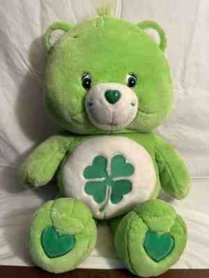 Vintage 2002 25â? Care Bear Lucky Shamrock Green Bear Big Plush Rare Collectible