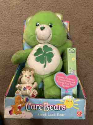 2003 Care Bears â?¢ Good Luck Bear Plush with VHS TAPE and America bear Keychain